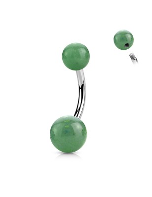Piercing nombril jade naturelle – Tige acier chirurgical