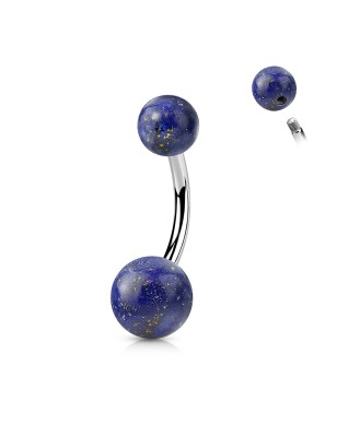 Piercing nombril sodalite naturelle – Tige acier chirurgical