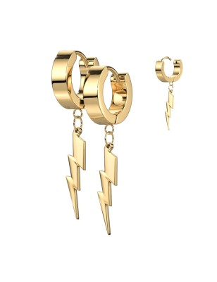 Boucles d’oreilles éclair en acier inoxydable doré – Unisexe
