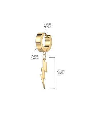 Boucles d’oreilles éclair en acier inoxydable doré – Unisexe