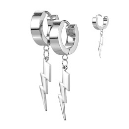Boucles d’oreilles éclair acier argenté – Style minimaliste