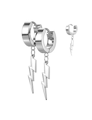 Boucles d’oreilles éclair acier argenté – Style minimaliste