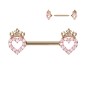Piercing téton acier rose gold coeurs et couronnes