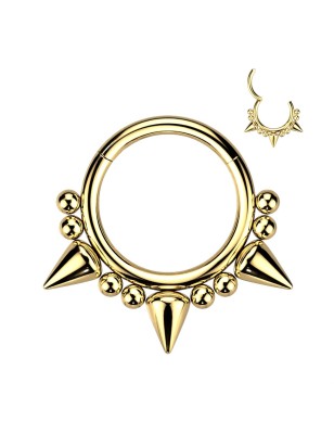 Anneau daith doré boules et pointes – Acier chirurgical