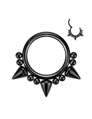 Anneau septum noir boules et pointes – Acier chirurgical