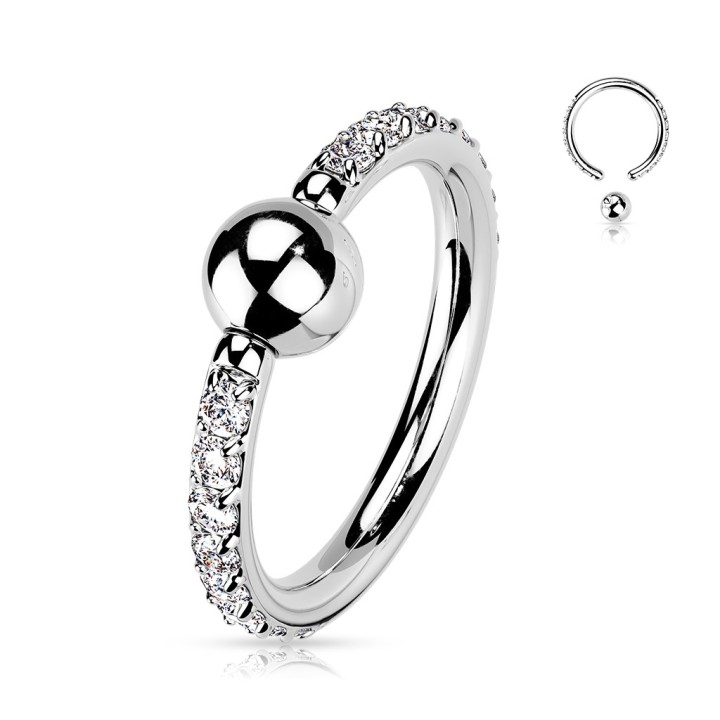 Anneau captive titane zircon – Hélix & conch