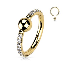 Anneau captive titane doré zircon – Hélix & conch