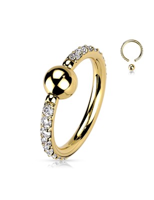 Anneau captive titane doré zircon – Hélix & conch