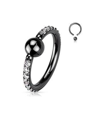 Anneau captive titane noir zircon – Hélix & conch