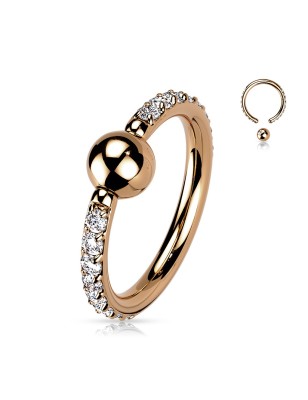 Anneau captive titane rose gold zircon – Hélix & conch