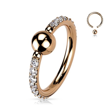 Anneau captive titane rose gold zircon – Hélix & conch