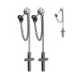 Boucles d'oreilles acier noir chaines et croix Boucles d'oreilles acier noir chaines et croix