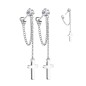 Boucles d'oreilles acier argenté chaines et croix