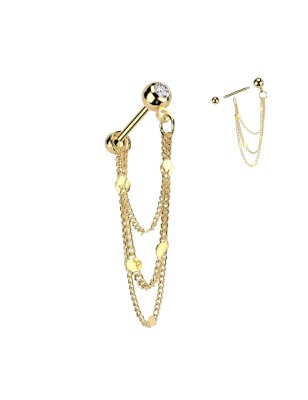 Piercing hélix doré chaînes – Acier chirurgical 316L