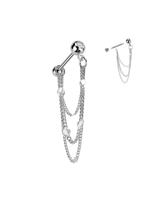 Piercing hélix argenté chaînes – Acier chirurgical 316L