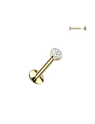 Labret titane doré 24K zircon – Hélix & tragus