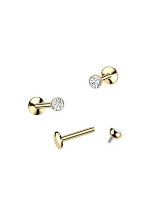 Labret titane doré 24K zircon – Hélix & tragus