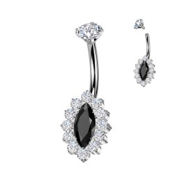 Piercing nombril titane zirconium noir marquise