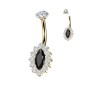 Piercing nombril titane doré zirconium noir marquise Piercing nombril titane doré zirconium noir marquise