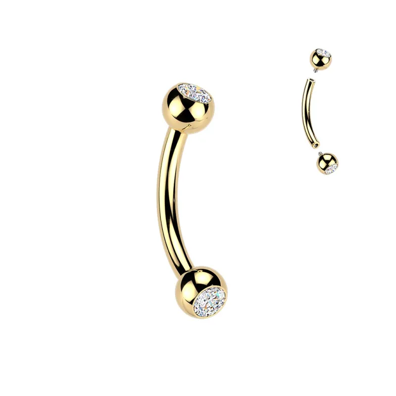 Piercing arcade zircons titane doré or 24K Piercing arcade zircons titane doré or 24K