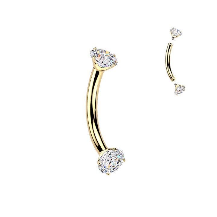 Piercing Arcade & Rook Or 24K – Zircons Griffes | Titane ASTM F136
