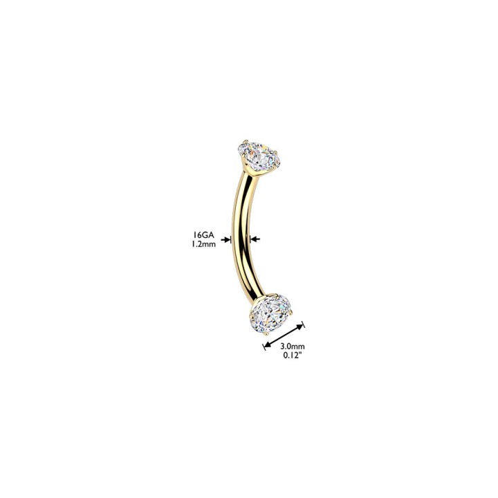 Piercing Arcade & Rook Or 24K – Zircons Griffes | Titane ASTM F136