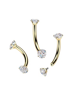 Piercing Arcade & Rook Or 24K – Zircons Griffes | Titane ASTM F136