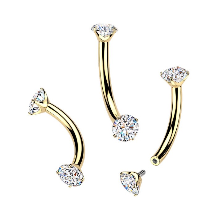 Piercing Arcade & Rook Or 24K – Zircons Griffes | Titane ASTM F136