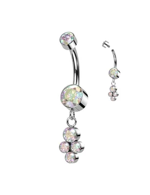 Piercing Nombril Titane – Zircons Aurore Boréale | Bijou Premium