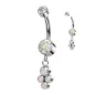 Piercing nombril titane pendentif 4 zircons aurore boréale