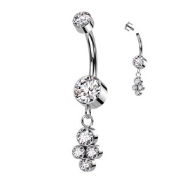 Piercing Nombril Titane – Zircons Blancs | Bijou Élégant & Durable