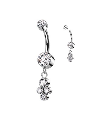 Piercing Nombril Titane – Zircons Blancs | Bijou Élégant & Durable