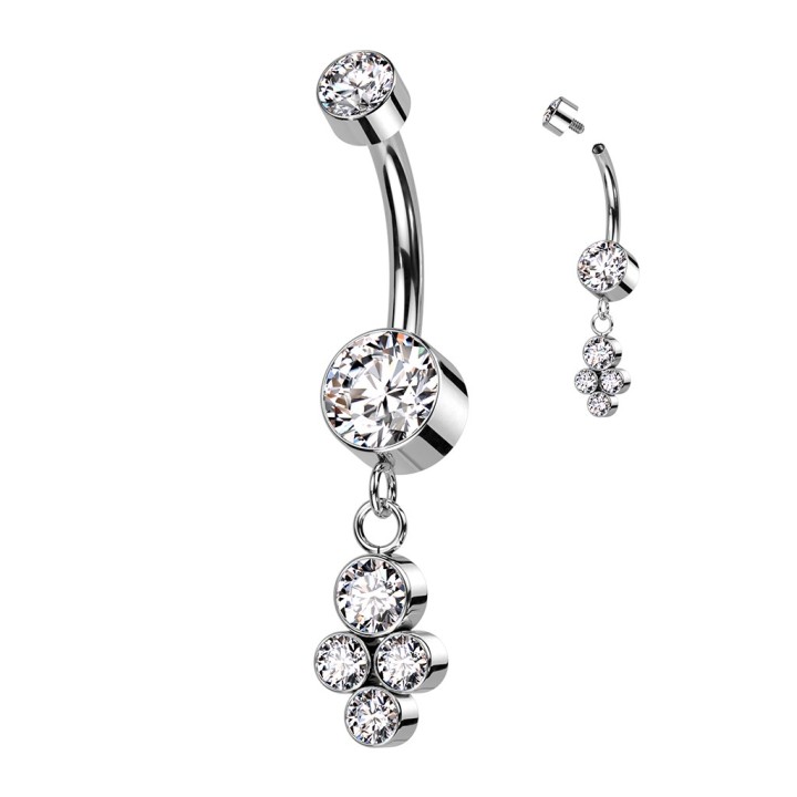 Piercing Nombril Titane – Zircons Blancs | Bijou Élégant & Durable