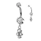 Piercing nombril titane pendentif 4 zircons blancs Piercing nombril titane pendentif 4 zircons blancs