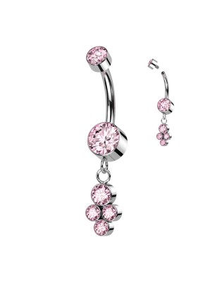 Piercing Nombril Titane – Zircons Roses | Bijou Élégant & Féminin
