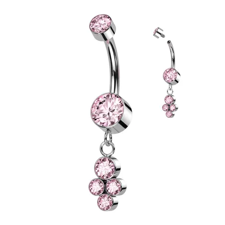 Piercing Nombril Titane – Zircons Roses | Bijou Élégant & Féminin