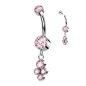 Piercing nombril titane pendentif 4 zircons roses Piercing nombril titane pendentif 4 zircons roses