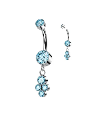 Piercing Nombril Titane ASTM F136 – Zircons Turquoise
