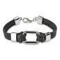 Bracelet cuir noir cercle acier Bracelet cuir noir cercle acier