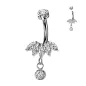 Piercing nombril en titane avec zircon pendant