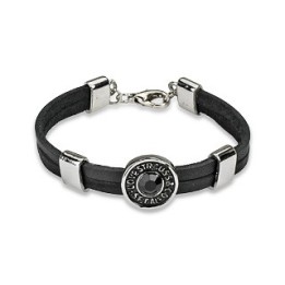 Bracelet cuir noir gemme