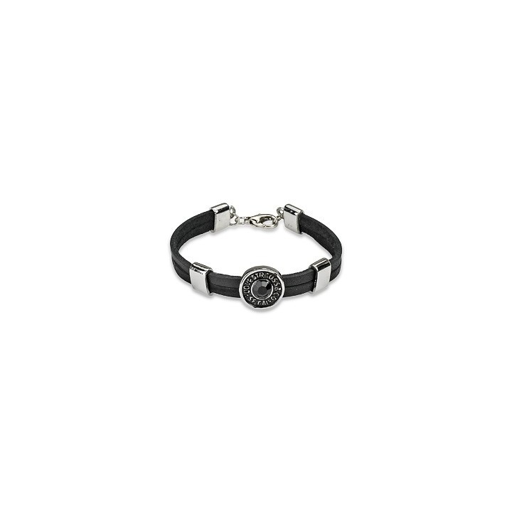 Bracelet cuir noir gemme