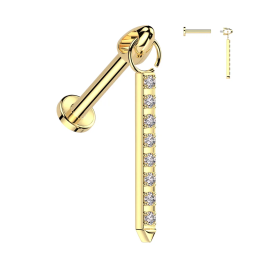 Piercing Labret Hélix Titane Doré PVD – Zircons