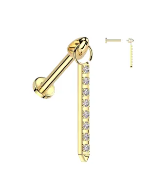 Piercing Labret Hélix Titane Doré PVD – Zircons