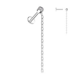 Piercing Labret Hélix Titane ASTM F136 – Chaîne & Zircon
