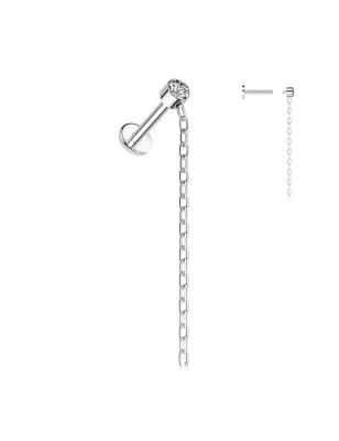 Piercing Labret Hélix Titane ASTM F136 – Chaîne & Zircon