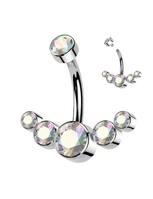 Piercing Nombril Titane ASTM F136 – Zircons Aurore Boréale