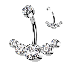 Piercing Nombril Titane ASTM F136 – 5 Zircons Blancs