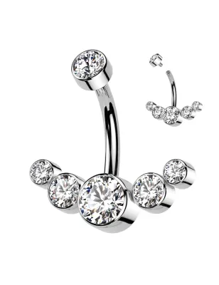 Piercing Nombril Titane ASTM F136 – 5 Zircons Blancs