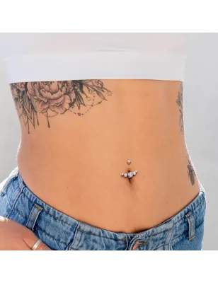 Piercing Nombril Titane ASTM F136 – 5 Zircons Blancs